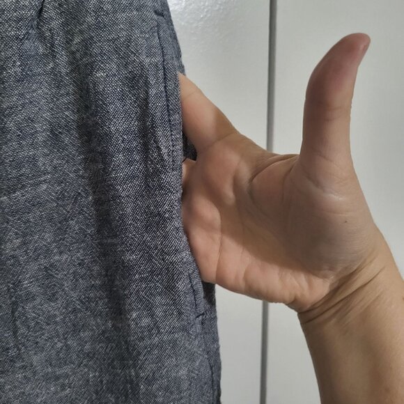 TIME & Tru Women's LG 12-14 Linen Blend Pull On Pants Navy Blue Pockets - Picture 4 of 8